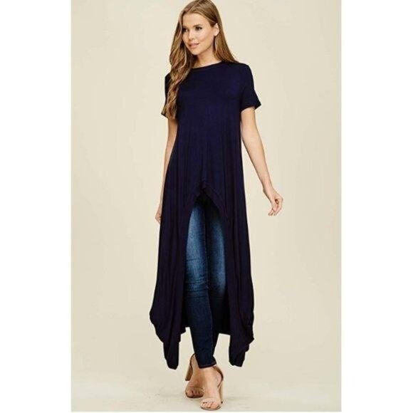 Annabelle Short Sleeve Hi-Lo Maxi Tunic - Picture 5 of 9